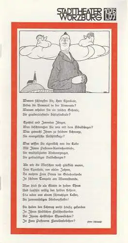 Stadttheater Würzburg, Joachim von Groeling, Michael Schindlbeck: Programmheft Ludwig Thoma MORAL Spielzeit 1976 / 77 Heft 14. 