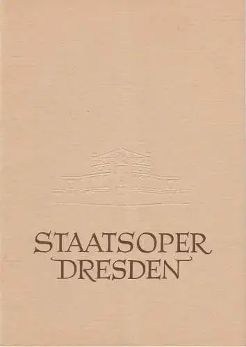 Staatsoper Dresden, Heinrich Allmeroth, Eberhard Sprink: Programmheft Georges Bizet: CARMEN 17. Mai 1960. 
