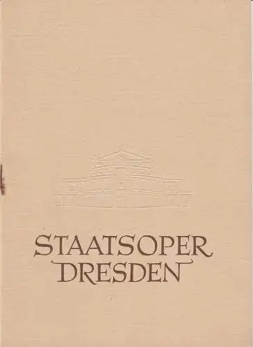Staatsoper Dresden, Heinrich Allmeroth, Eberhard Sprink: Programmheft Gioacchino Rossini: DER BARBIER VON SEVILLA. Spielzeit 1958 / 59 Reihe A Nr. 2. 