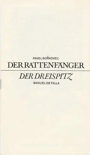Landesbühnen Sachsen, Alfred Lübke, Wolfgang Pieschel: Programmheft DER RATTENFÄNGER / DER DREISPITZ Ballett Premiere 28. März 1981 Spielzeit 1980 / 81 Heft 7. 