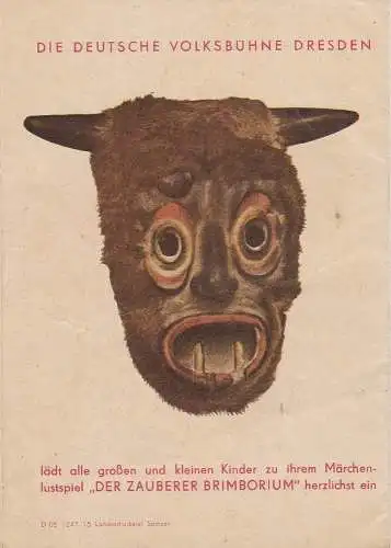 Deutsche Volksbühne Dresden, Günther Sauer, Peter Palitzsch: Programmheft DER G'WISSENSWURM Deutsche Volksbühne Dresden 1947. 
