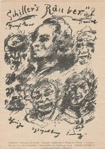 Deutsche Volksbühne Dresden, Creutz: Programmheft Friedrich Schiller DIE RÄUBER Deutsche Volksbühne Dresden 1949. 