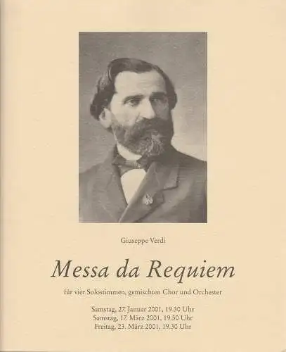 Bühnen der Stadt Köln, Günter Krämer, Hans-Joachim Wagner, Roman Nedvetsky: Programmheft Giuseppe Verdi MESSA da REQUIEM Premiere 27. Januar 2001. 