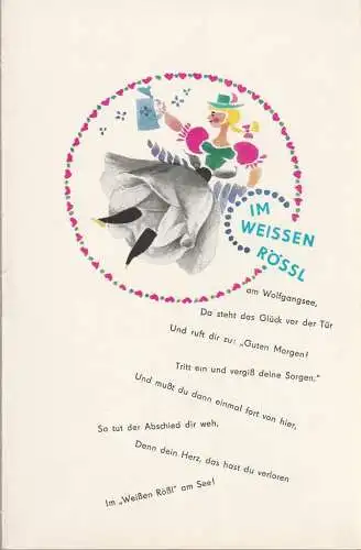 Metropol-Theater, Hans Pitra, Kurt Damies, Gisela Röder ( Graphische Gestaltung ): Programmheft Ralph Benatzky IM WEIßEN RÖSSL Metropol-Theater 1962. 