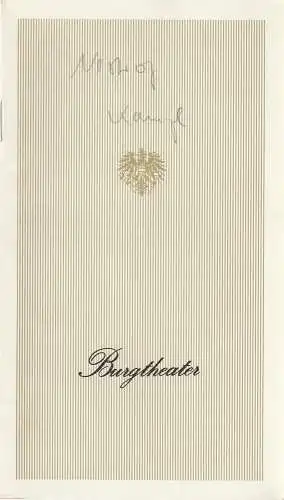 Burgtheater Wien, Reinhard Urbach: Programmheft KAMPL. Posse mit Gesang von Johann Nestroy. Premiere 29. Oktober 1978. 