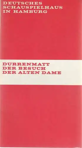 Deutsches Schauspielhaus in Hamburg, Hans-Günter Martens, Harald Clemen, Rosemarie Clausen ( Szenenfotos ): Programmheft DER BESUCH DER ALTEN DAME. Eine tragische Komödie von Friedrich Dürrenmatt Premiere 11. März 1971 Spielzeit 1970 / 71 Heft 7. 
