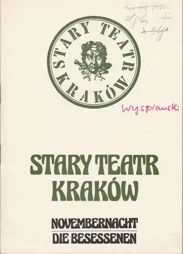 Berliner Festtage, Zentrum für internationale Kulturtage in der Hauptstadt der DDR, Ingeborg Pietzsch, Rainer Preussner: Programmheft NOVEMBERNACHT / DIE BESESSENEN. 