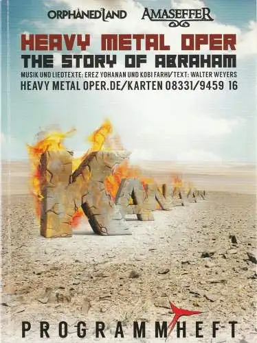 Landestheater Schwaben, Walter Weyers, Lars Kersten, Josephine Weyers: Programmheft Uraufführung Yohanan / Fahri KANAAN - The Story of Abraham 2014. 