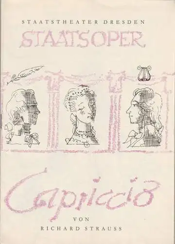 Staatstheater Dresden Staatsoper, Gerd Michael Henneberg, Winfried Höntsch, Gisela Hasselwander: Programmheft Richard Strauss CAPRICCIO Spielzeit 1963 / 64 Reihe A Nr. 5. 