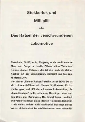 Württ. Staatstheater: Programmheft R. Hachfeld STOKKERLOK U. MILLIPILLI Theater Stuttgart 1970. 