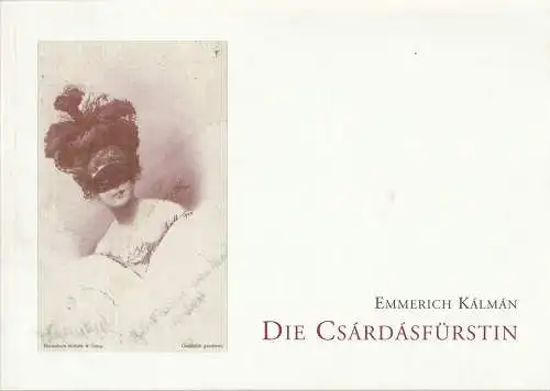 Staatstheater Am Gärtnerplatz, Klaus Schultz, Jan Adamiak, Julia Fechner: Programmheft Emmerich Kalman DIE CSARDASFÜRSTIN Premiere 20. Dezember 1998 Spielzeit 1998 / 99 Heft 19. 