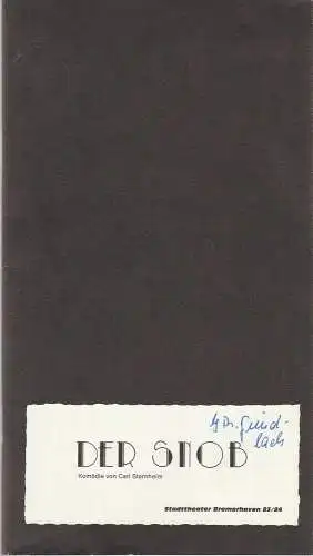 Stadttheater Bremerhaven, Siegfried Wittig, Hans-Christian Gondolan: Programmheft Carl Sternheim DER SNOB Spielzeit   1983 / 84 Heft 17. 