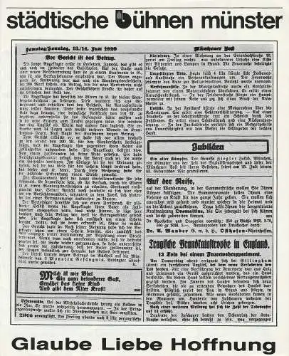Städtische Bühnen Münster, Frieder Lorenz, Erdmut Christian August, Gabriele Koppel: Programmheft Ödön von Horvath GLAUBE LIEBE HOFFNUNG Premiere 6. Mai 1980 Kleines Haus Spielzeit 1979 / 80 Heft 23. 