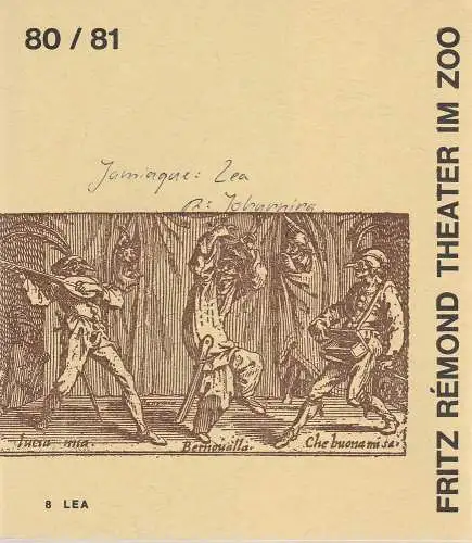 Fritz Remond Theater am Zoo, Egon Baumgarten: Programmheft LEA von Yves Jamiaque Fritz Remond Theater am Zoo  1981. 