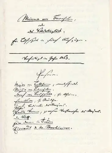 Bühnen der Stadt Magdeburg-Maxim Gorki, Karl Schneider, Andreas Scheinert: Programmheft G. Ephraim Lessing MINNA VON BARNHELM Bühnen Magdeburg 1978. 