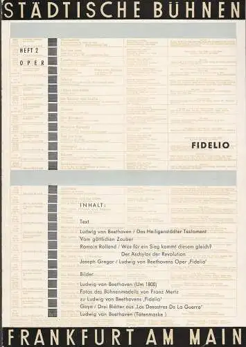 Städtische Bühnen Frankfurt am Main, Harry Buckwitz, Helmut Krapp, Otfried Büthe, Rudi Seitz: Programmheft Ludwig van Beethoven FIDELIO Spielzeit 1959 / 60 Heft 2. 