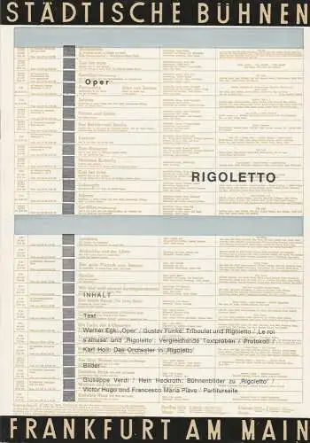 Städtische Bühnen Frankfurt am Main, Harry Buckwitz, Helmut Krapp, Otfried Büthe, Rudi Seitz: Programmheft Giuseppe Verdi RIGOLETTO Bühnen Frankfurt Main 1963. 