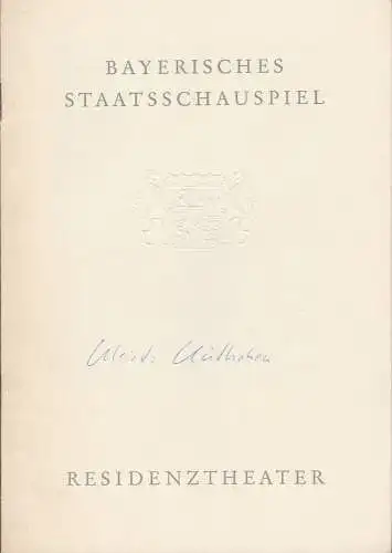 Bayerisches Staatsschauspiel, Helmut Henrichs, Wolfgang Kirchner: Programmheft Heinrich von Kleist DAS KÄTHCHEN VON HEILBRONN Premiere 9. September 1961 Residenztheater Spielzeit 1961 / 62 Heft 1. 