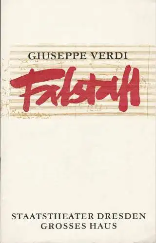 Staatstheater Dresden, Fred Larondelle, Horst Seeger, Eberhard Schmidt: Programmheft Giuseppe Verdi FALSTAFF Staatstheater Dresden 1974. 