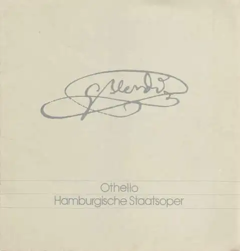 Hamburgische Staatsoper, Chistoph von Dohnanyi, Peter Dannenberg, Ingeborg Bernerth, George Roman Cunningham: Programmheft Giuseppe Verdi OTHELLO Hamburgische Staatsoper 1978. 