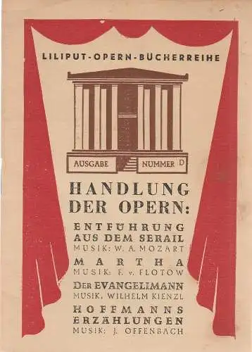 Liliput: Liliput Opern Bücherreihe Ausgabe Nummer D. 