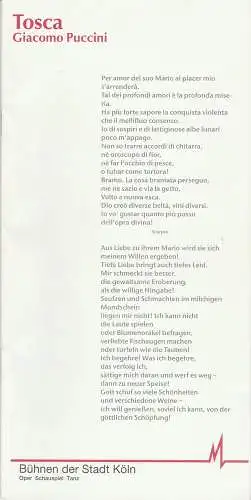 Bühnen der Stadt Köln, Günter Krämer, James Conlon, Barbara Maria Zollner: Programmheft Giacomo Puccini TOSCA Premiere 8. Mai 1998 Spielzeit 1997 / 98. 