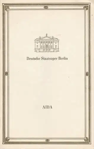Deutsche Staatsoper Berlin, Deutsche Demokratische Republik, Volker Pfüller, Karl-Heinz Drescher: Programmheft Giuseppe Verdi AIDA 14. Januar 1989. 