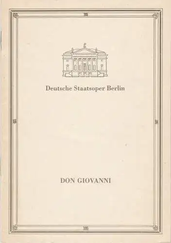 Deutsche Staatsoper Berlin, Deutsche Demokratische Republik, Sigrid Neef, Wolfgang Jerzak, Rolf Kanzler, Lutz Colberg: Programmheft Wolfgang Amadeus Mozart DON GIOVANNI 6. April 1989. 