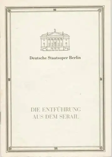 Deutsche Staatsoper Berlin, Deutsche Demokratische Republik, Manfred Haedler, Wilfried Werz, Gerd Neubert, Marion Schöne, Wolfgang Jerzak, Rolf Kanzler, Lutz Colberg: Programmheft Wolfgang Amadeus Mozart DIE.. 