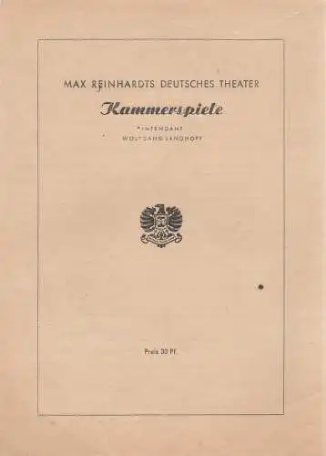 Max Reinhardts Deutsches Theater Kammerspiele, Wolfgang Langhoff: Theaterzettel Bernard Shaw KAPITÄN BRASSBOUNDS BEKEHRUNG Komödie. 