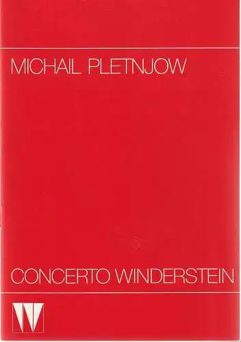 CONCERTO WINDERSTEIN: Programmheft MICHAIL PLETNJOW 3. Oktober 1985 Herkulessaal der Residenz. 