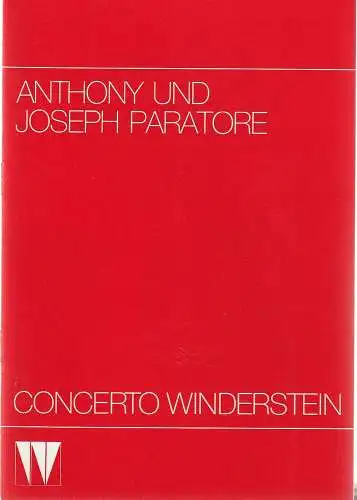 CONCERTO WINDERSTEIN: Programmheft ANTHONY UND JOSEPH PARATORE 4. November 1985 Herkulessaal der Residenz. 