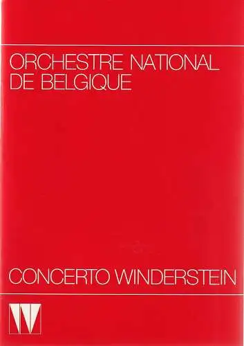 CONCERTO WINDERSTEIN: Programmheft ORCHESTRE NATIONAL DE BELGIQUE 23. November 1986 Herkulessaal der Residenz. 