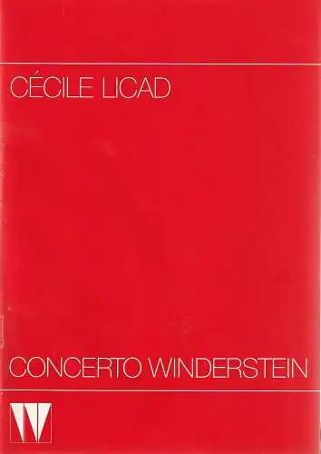 CONCERTO WINDERSTEIN: Programmheft CECILE LICAD 25. Januar 1988 Herkulessaal der Residenz. 