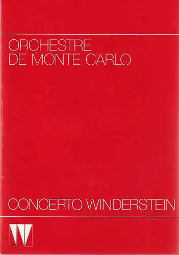 CONCERTO WINDERSTEIN: Programmheft ORCHESTRE DE MONTE CARLO 22. April 1986 Philharmonie Gasteig. 