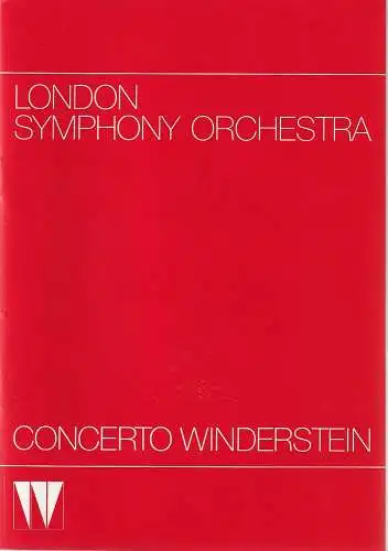 CONCERTO WINDERSTEIN: Programmheft CLAUDIO ABBADO 2. Juni 1986 Philharmonie Gasteig. 