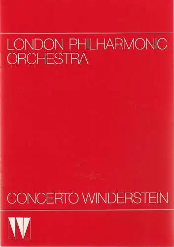CONCERTO WINDERSTEIN: Programmheft LONDON PHILHARMONIC ORCHESTRA 26. November 1985 Philharmonie Gasteig. 
