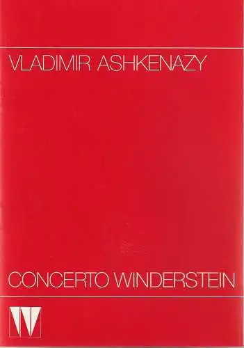 CONCERTO WINDERSTEIN: Programmheft VLADIMIR ASHKENAZY 2. Dezember 1985 Philharmonie Gasteig. 