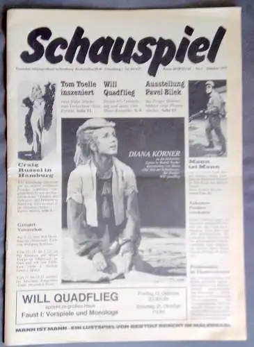 Deutsches Schauspielhaus in Hamburg, Günther König, Rolf Mares, Holger Schnitgerhans, Gisela Scheidler ( Szenenfotos ): SCHAUSPIEL Nr. 1 Oktober 1979 ( Zeitung Theaterzeitung ). 