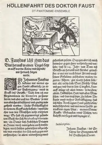 Deutsches Theater Staatstheater der DDR, Rolf Rohmer, Alexander Weigel, Heinz Rohloff, Peter Kanzler: Programmheft Urauff. Seidemann / Baumgart HÖLLENFAHRT DES DOKTOR FAUST 1982. 