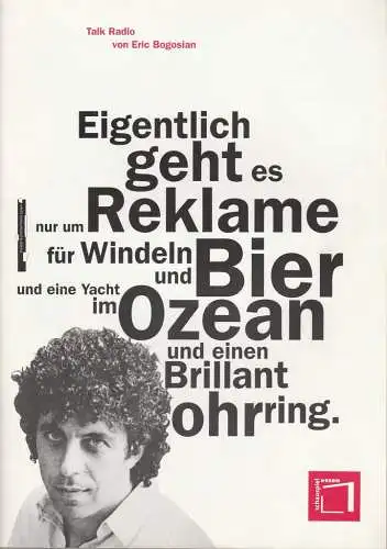 Theater und Philharmonie Essen, Schauspiel Essen, Jürgen Bosse, Rosi Ulrich, Ralf Krogmann ( Foto ): Programmheft Eric Bogosian TALK RADIO Studio im Grillo Theater 1994. 