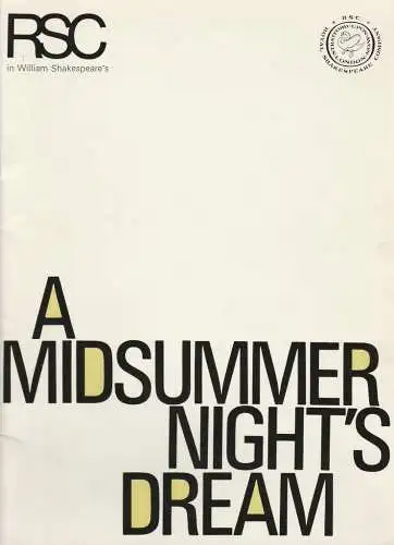 Royal Shakespeare Company RSC, Peggy Ashcroft, Peter Brook, Peter Hall, Trevor Nunn, Peter Daubeny: Programmheft Shakespeares A MIDSUMMER NIGHT'S DREAM Residenztheater 1972. 