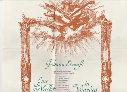 Metropol-Theater Berlin, Peter Czerny, Karl-Heinz Siebert, Hans-Joachim Schauß, Gruppe 4: Programmheft Johann Strauß EINE NACHT IN VENEDIG Metropol-Theater Berlin 1978. 