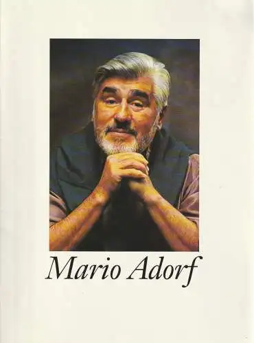 Marek Lieberberg Konzertagentur, MSM Music-Management, Dieter Krellmann, Margot Hammerschmidt ( Titelfoto ): Programmheft MARIO ADORF AL DENTE ca. 1993. 