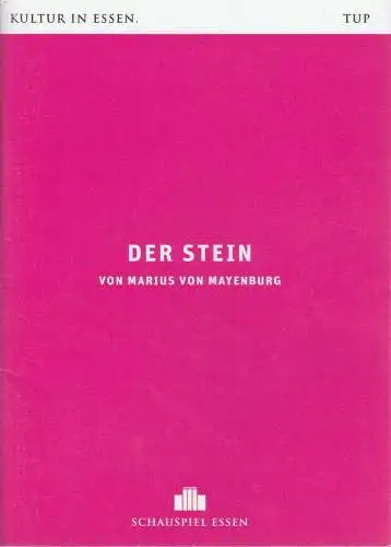 Theater und Philharmonie Essen, Schauspiel Essen, Berger Bergmann, Christian Tombeil, Carola Hannusch, Jan Frerichs, Matthias Jung ( Probenfotos ): Programmheft Marius von Mayenburg DER STEIN Premiere 26. Oktober 2019 Grillo Theater Spielzeit 2019 / 2020.