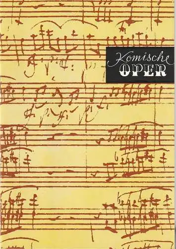 Komische Oper Berlin, Gerhard Müller: Programmheft SONDERKONZERT NEUES BACHISCHES COLLEGIUM Komische Oper 1988. 