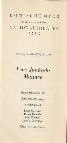Komische Oper, Martin Vogler: Programmheft LEOS-JANACEK-MATINEE 9. März 1958  Komische Oper. 