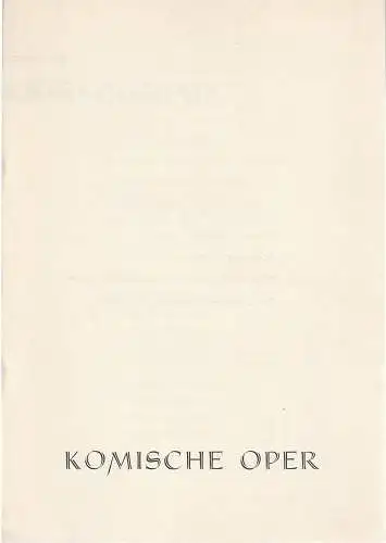Komische Oper: Programmheft JOHANN - STRAUSS - KONZERT  31. Dezember 1960 Komische Oper. 