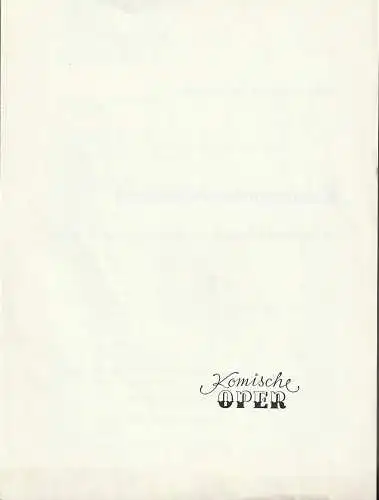 Komische Oper Berlin: Programmheft KAMMERORCHESTER - KONZERT 5. April 1976 Foyer Komische Oper. 