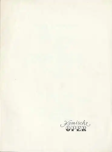 Komische Oper Berlin: Programmheft FOYER - KONZERT 3. Februar 1976 Foyer Komische Oper. 